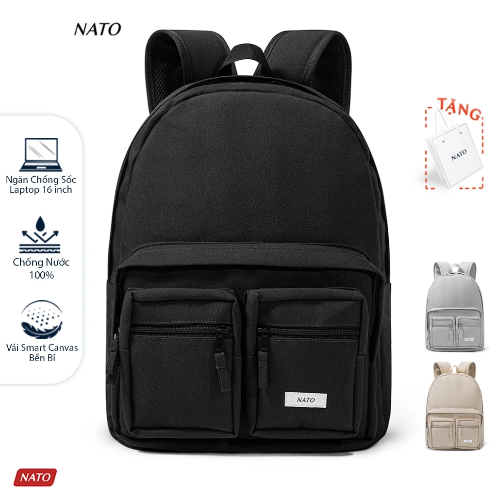 Balo NATO® "Campus - Backpack" Sợi Vải Smart Canvas Cao Cấp Đựng Laptop 16 Inch Nam Nữ Đẹp Đi Học