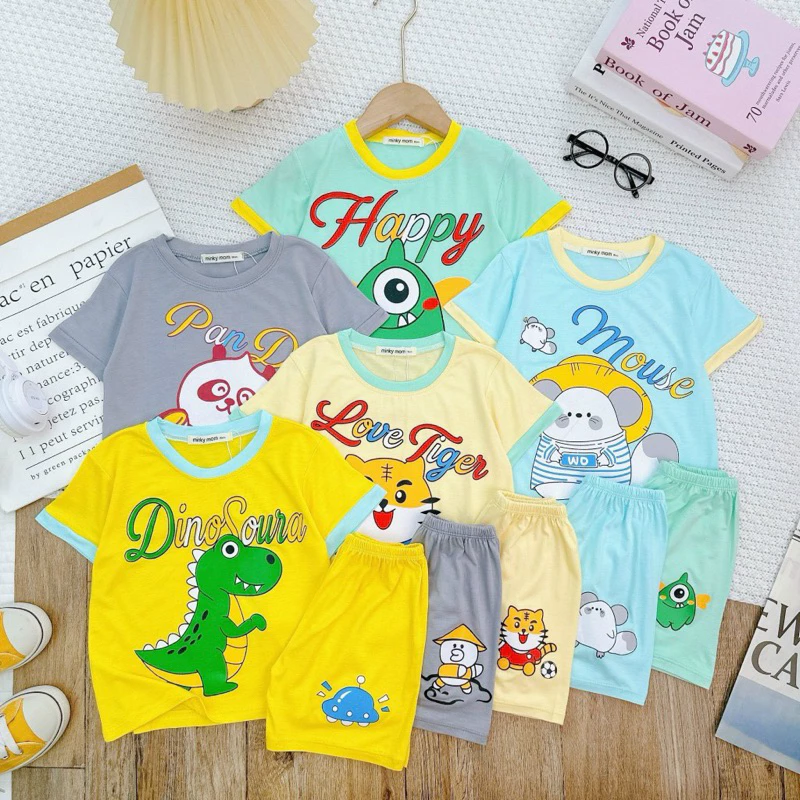 Bộ cộc tay thun lạnh bé trai, bé gái, chất thun lạnh mềm mịn mát thấm hút mồ hôi đặc biệt an toàn cho da bé