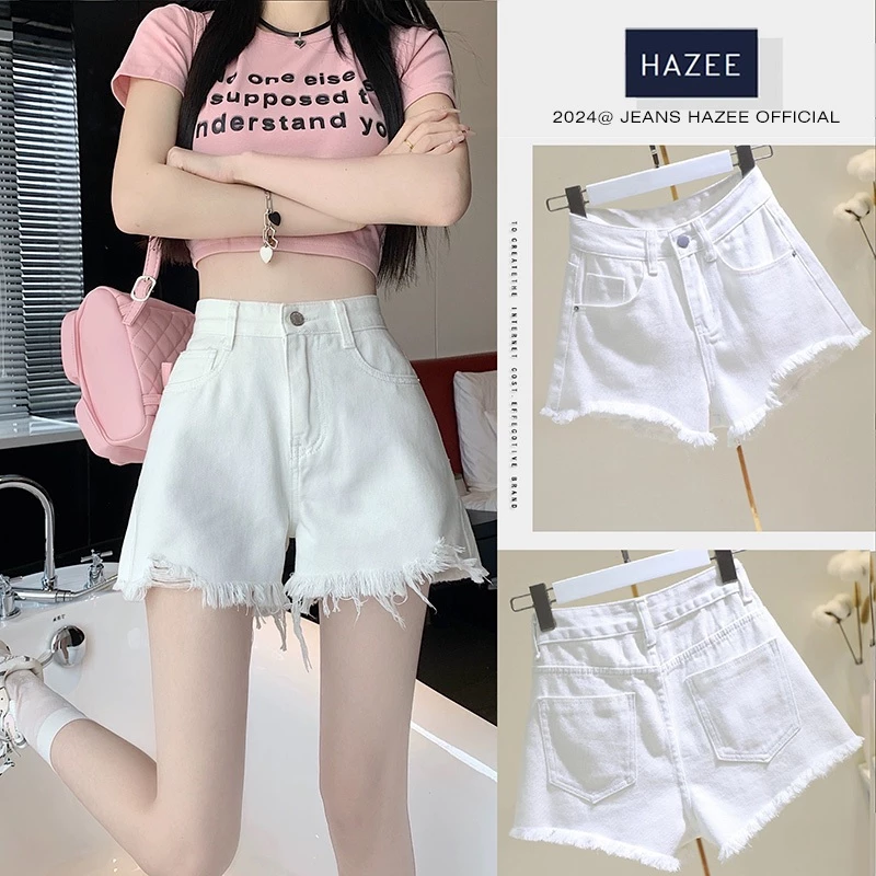 Quần đùi nữ HAZEE quần short vải JEANS Trắng ngắn thời trang TEEN có túi khỏe khoắn phong cách STYLE
