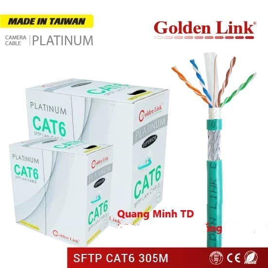 CÁP MẠNG GOLDEN LINK PLATINUM SFTP CAT 6 (XANH LÁ MADE IN TAIWAN)