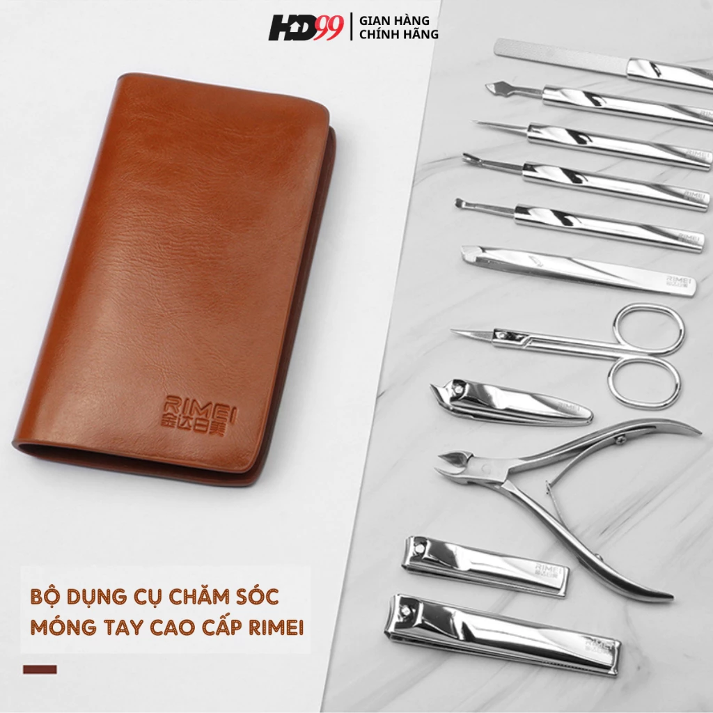 Bộ Dụng Cụ Chăm sóc Móng Tay RIMEI No 77064, Set 11 Dụng Cụ Chăm Sóc Móng Cao Cấp