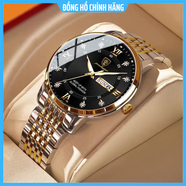 Đồng Hồ Nam Chính Hãng POEDAGAR Dính Đá Siêu Mỏng , Dây Đúc , Khóa Cánh Bướm , Chống Nước Chống Xước , Bảo Hành 12 Tháng