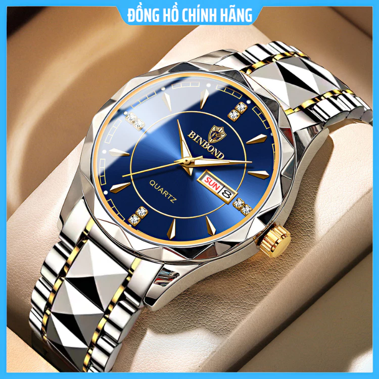 Đồng Hồ Thời Trang Nam BINBOND Chống Nước Bằng Thép Không Gỉ Sang Trọng , Dây thép Đúc , Khoá Bướm, Nhiều Màu Sắc