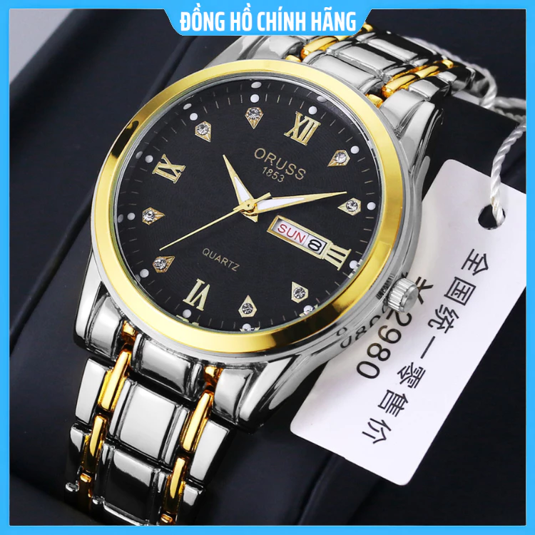 Đồng Hồ ORUSS Nam Dây Thép Không Gỉ, Chống Nước ,Tặng Vòng Tỳ Hưu Và Pin