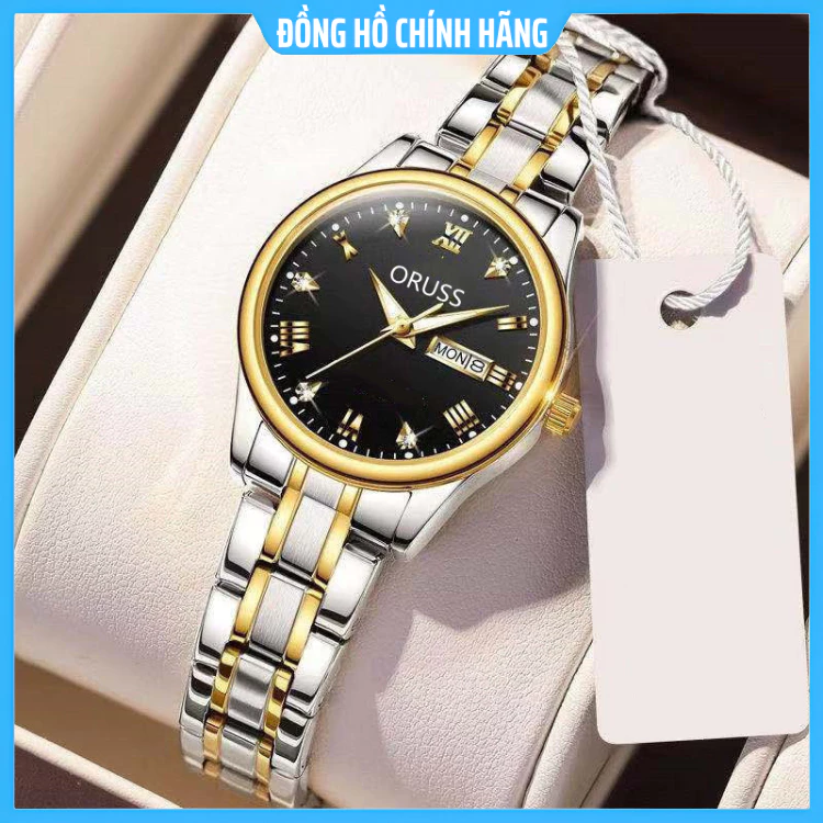 Đồng Hồ ORUSS Nữ Chống Thấm Nước Dây Đeo Thép Không Gỉ Thời Trang,Tặng Vòng Tỳ Hưu Và Pin