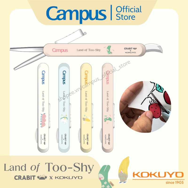 Kéo Mini Đa Năng Gấp Gọn Thép Không Gỉ Land of Too-Shy Có Đầu Rọc Carton Chính Hãng