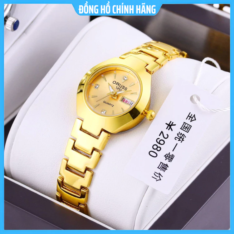 Đồng hồ nữ ORUSS KIM CƯƠNG Chống Thấm Nước Thép Không Gỉ Thời Trang ,Tặng Kèm Pin Xịn