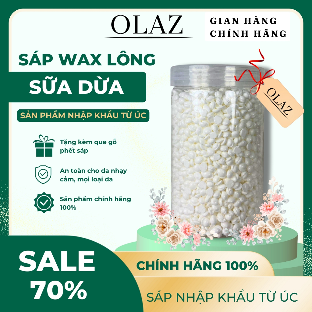Sáp Wax Lông Sữa Dừa OLAZ Nhập Khẩu Khẩu Siêu Bám Lông Dành Cho Da Nhạy Cảm