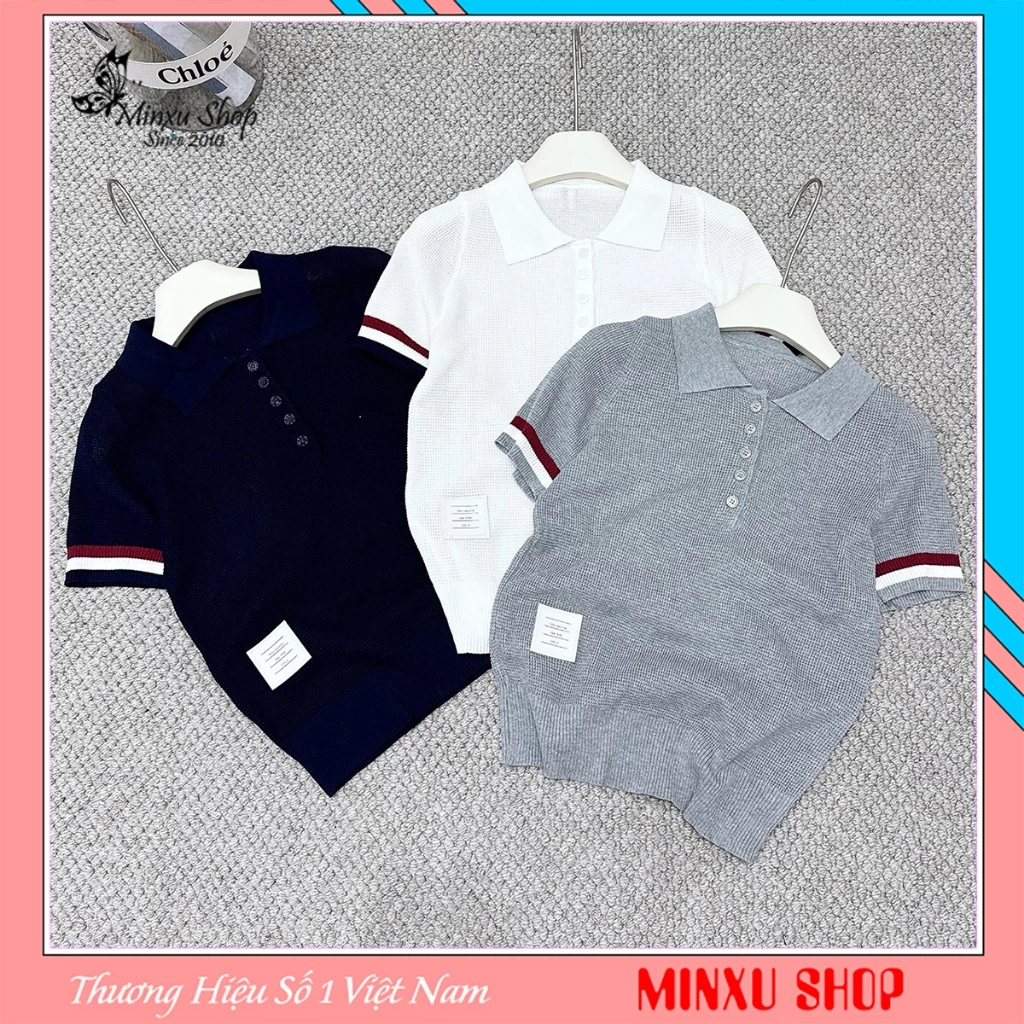 Áo Polo Len Nữ Vải Mềm Co Giãn Viền Tay Hàng QC Minxu Shop PZ47