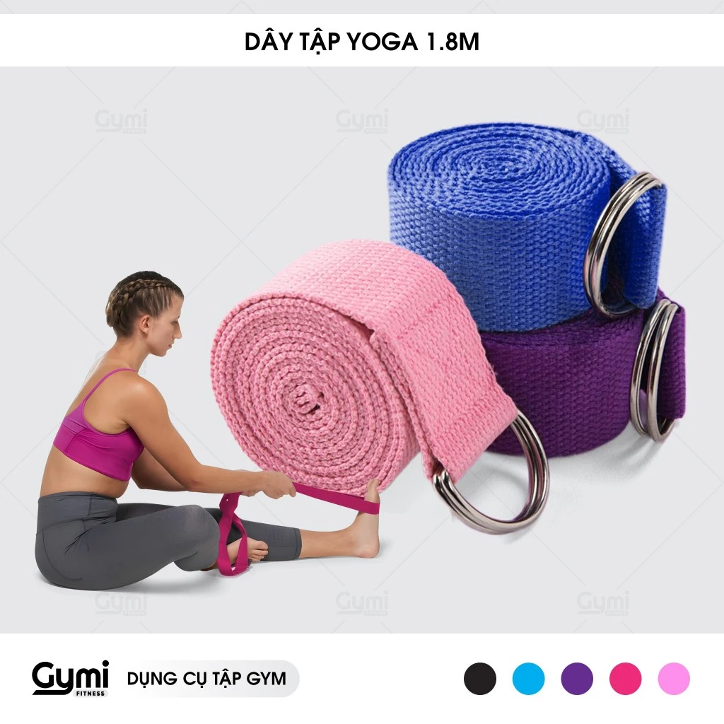 Dây Tập Yoga Cotton Loại Tốt 1.8m x 3.8cm - Hỗ Trợ Động Tác Khó, Tăng Độ Dẻo Dai Khi Tập Yoga - DayYoga1m8