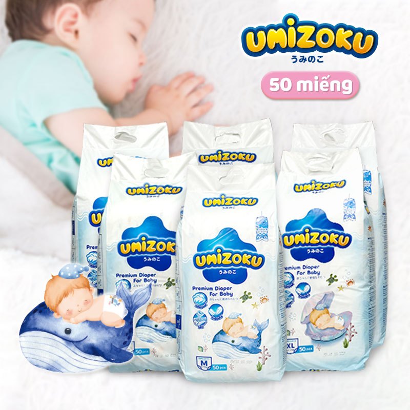 UMIZOKU 50 miếng Quần tã thoáng khí cho bé Unisex cỡ lớn vừa khô thoáng khí