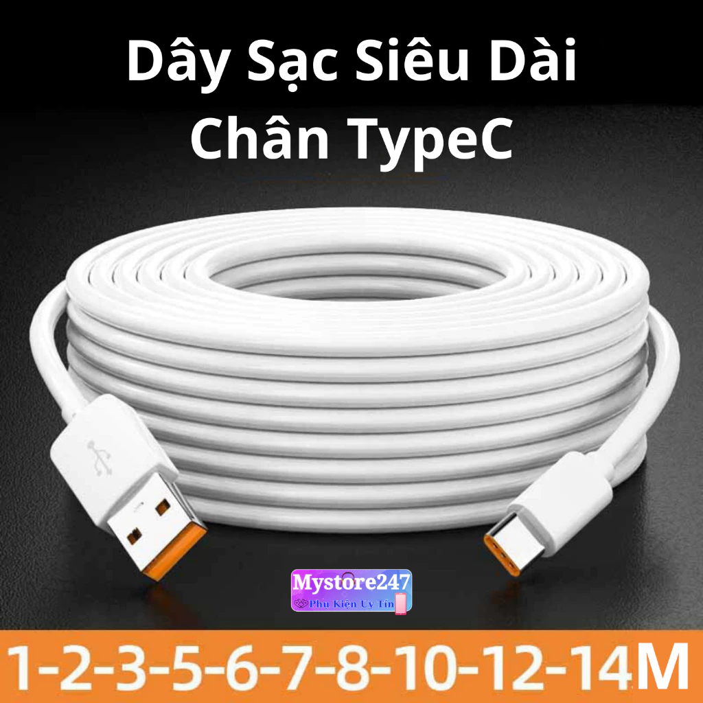 Dây Cáp Sạc TypeC Dài 3M / 5M / 8M / 10M / 14M Chuyên Dụng Cho Camera / Điện Thoại / Webcam
