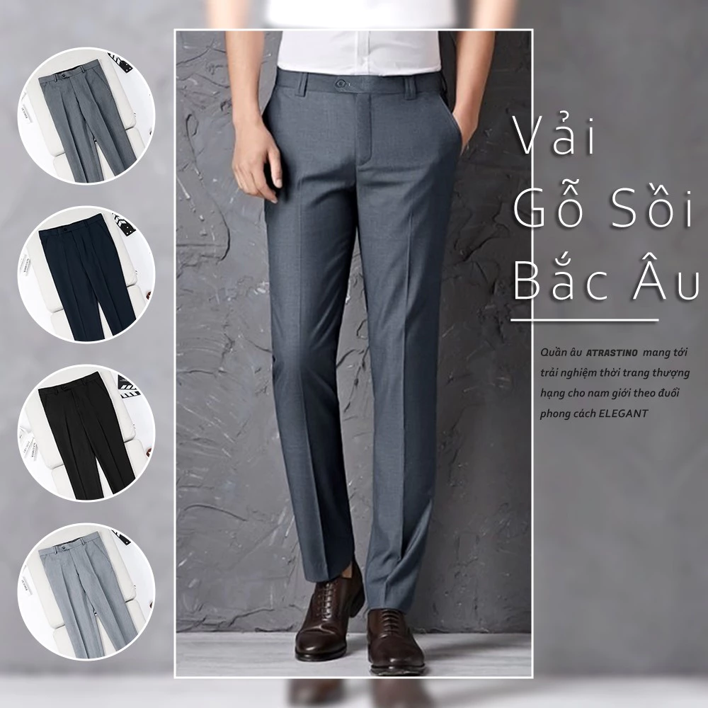 Quần Tây Nam Cao Cấp Atrastino VNXK vải  Cháy Lạnh Không Nhăn, Không Xù, Co Dãn Nhẹ,Thanh Lịch QA005