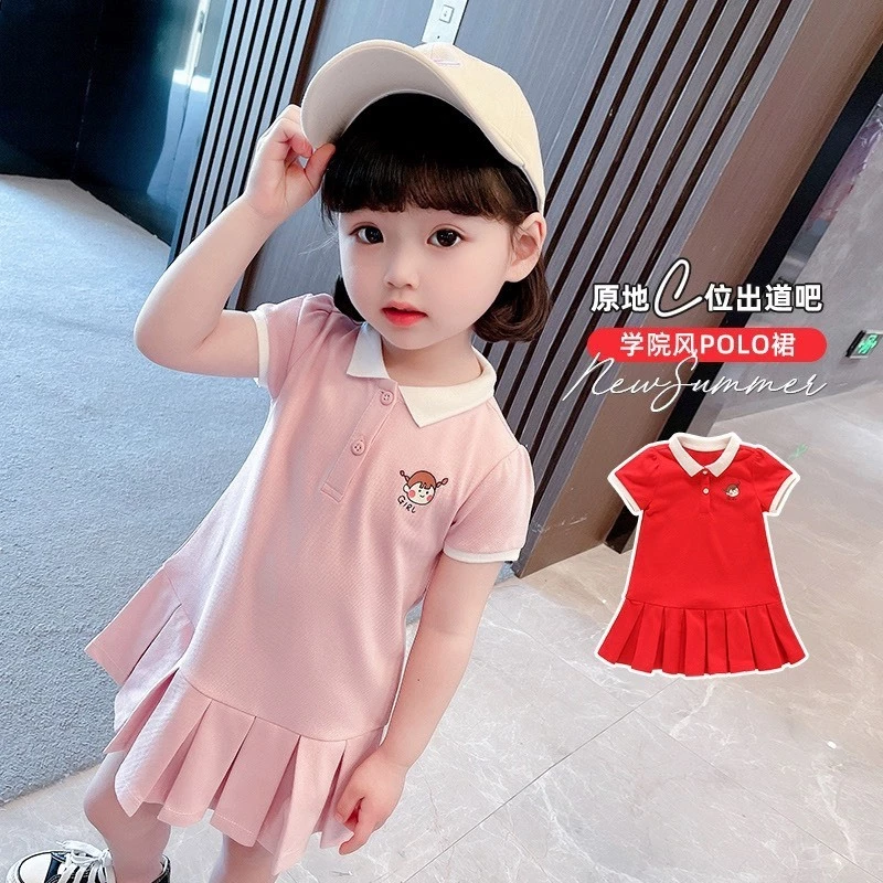 Váy mùa hè CỔ BẺ ĐUÔI CÁ 3 màu mẫu GIRL dành cho bé gái 8-33kg