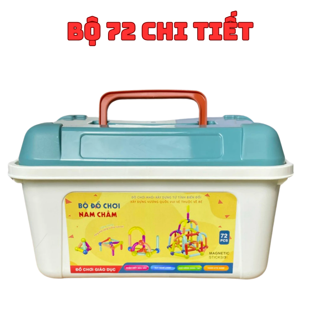 ( Mẫu Mới 2025 To ) Bộ Xếp Hình Nam Châm 72/64 Chi Tiết To Có Hộp Cất Gọn - Bộ Đồ Chơi Nam Châm Từ Tính An Toàn Cho Bé
