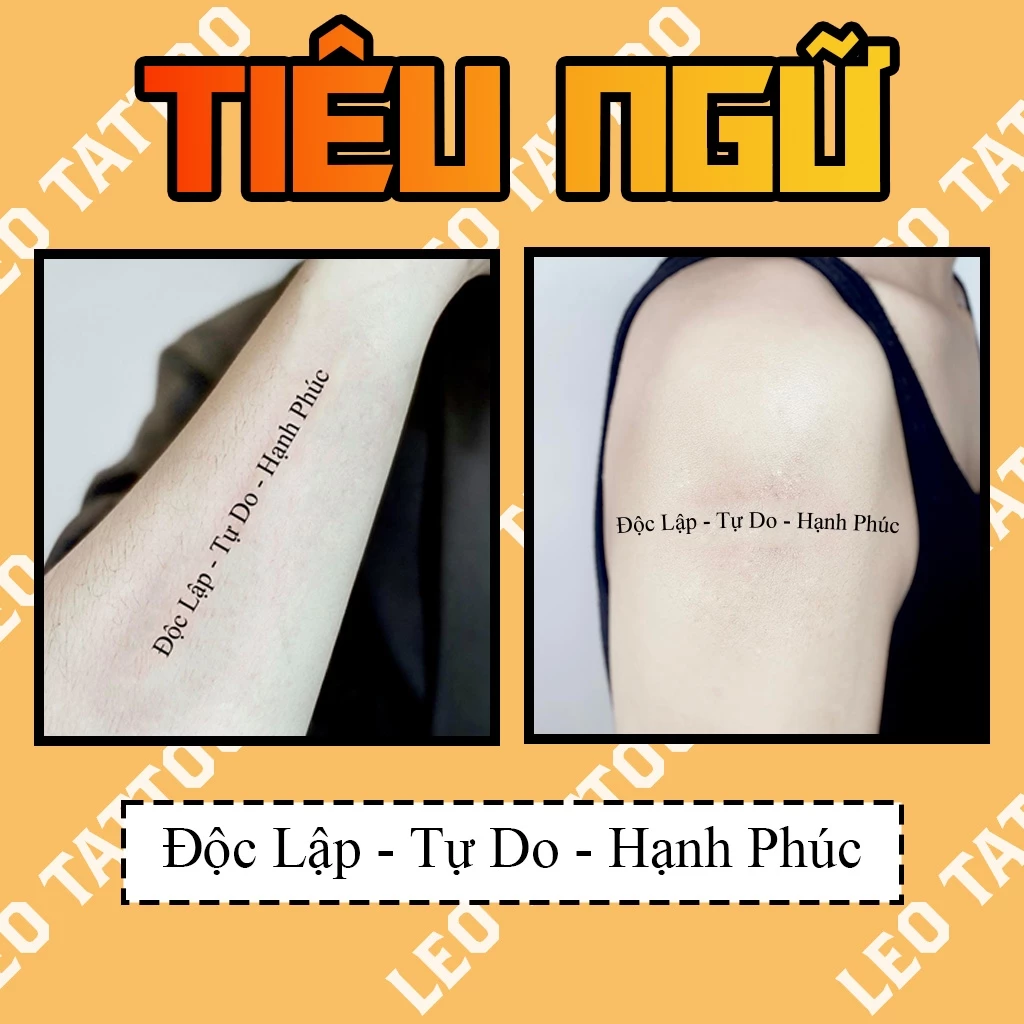Hình Xăm Dán Tiêu Ngữ Độc Lập Tự Do Hạnh Phúc - Dùng 2-5 ngày - Dễ Dàng Tẩy Xóa - Phù Hợp Chụp Ảnh, Đóng Phim LEO TATTOO