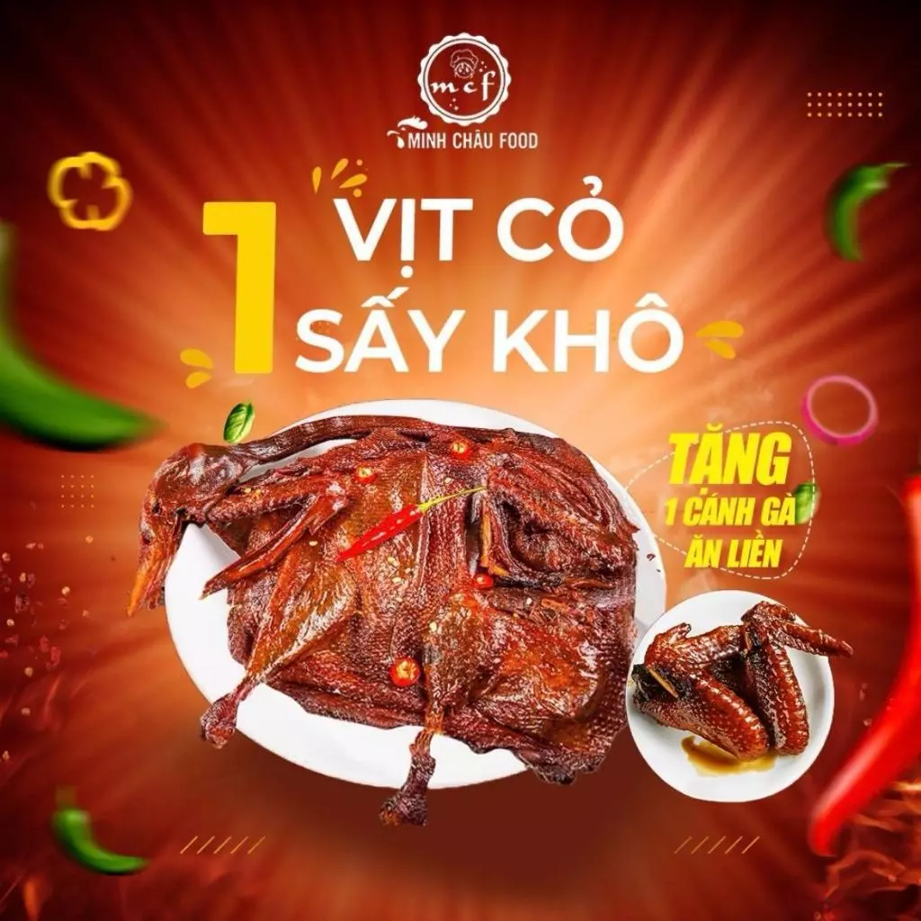 [COMBO 1 VỊT + 1 CÁNH GÀ] Vịt cỏ sấy khô sốt cay MINH CHÂU FOOD đồ ăn vặt giá rẻ đồ ăn nội địa ngon