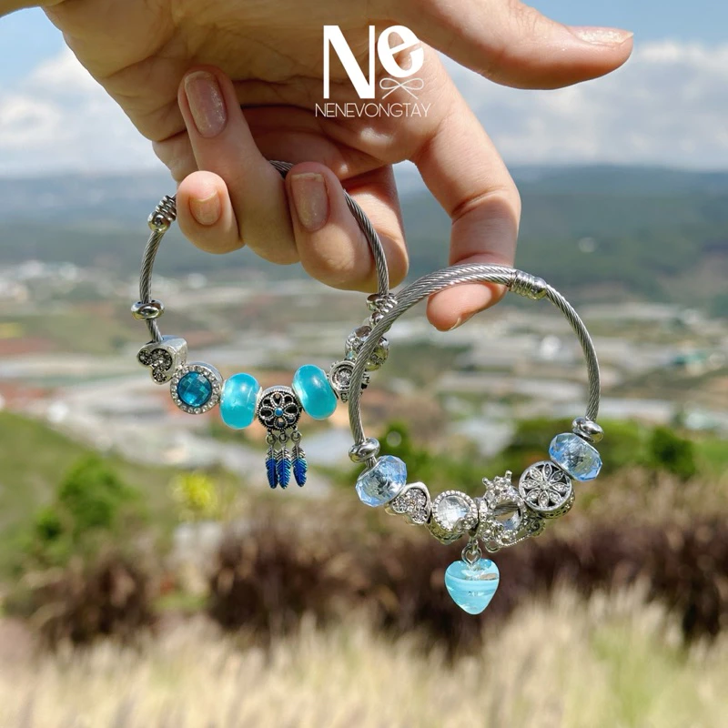 [TặngHộp+Sơn] vòng Pan Xanh Blue nene-Charm hợp kim- vòng tkép ko gỉ- phụ kiện thời trang