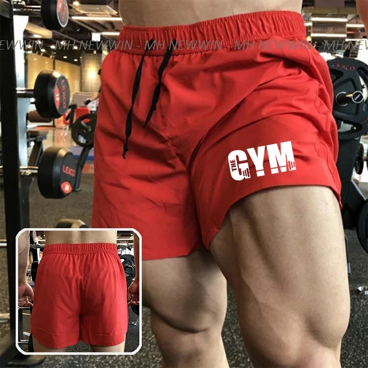 QUẦN ĐÙI THỂ THAO NAM - IN LOGO GYM02-CHẤT MÈ THÁI THOÁNG KHÍ CO GIÃN TỐT SIZE 40-100KG