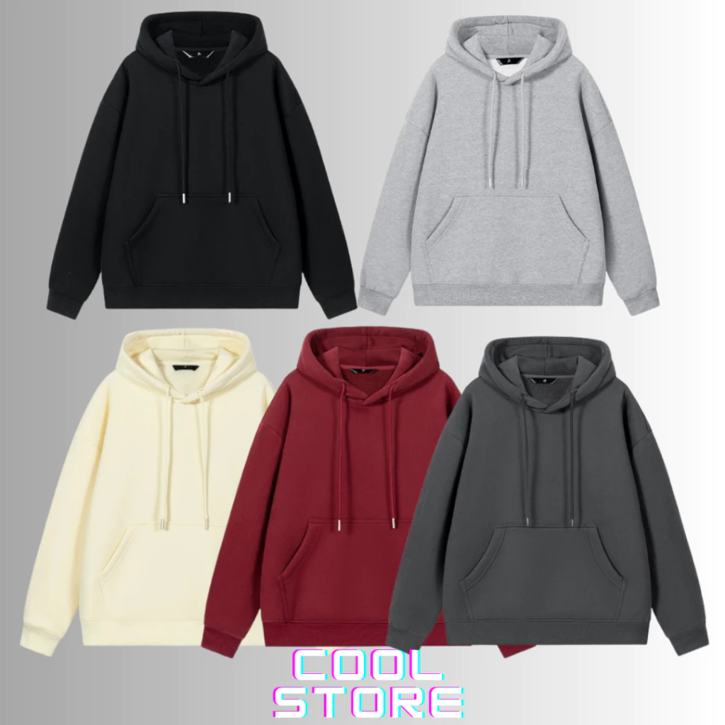 Áo hoodie, Áo nỉ Trơn kèm dây  cực hót form rộng , hàng chuẩn chính hàng , dày dặn , tag mác chất lượng COOL STORE