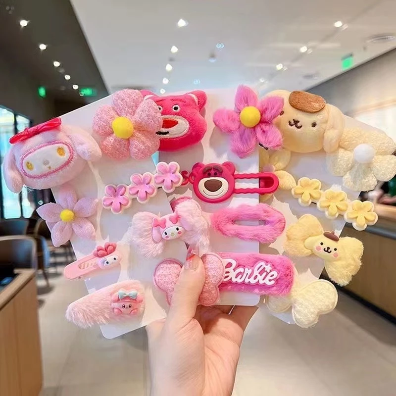 Set Kẹp Tóc Cho Bé Chubby Store - Kẹp Tóc Cho Bé Set 8 Món Hình Gấu Dâu, Kuromi Xinh Xắn