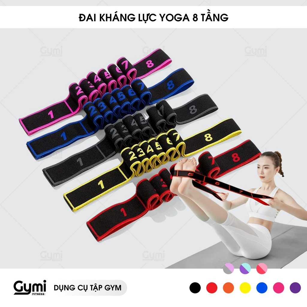Dây Đai Kháng Lực 8 Tầng Hỗ Trợ Tập Yoga Uốn Dẻo, Tập Múa - DayYoga-8Tang