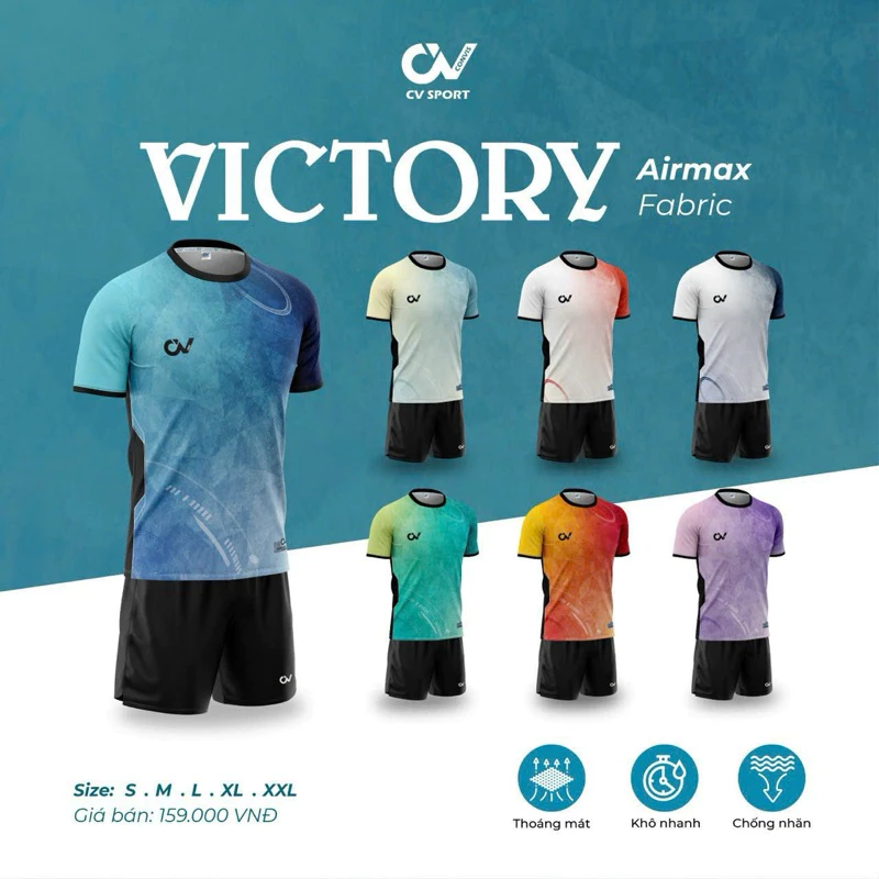 Bộ quần áo đá banh, đồ đá bóng Cv  VICTORY Siêu chất, vải co dãn mềm mịn sướng tay,màu loang cực đẹp , dễ thương