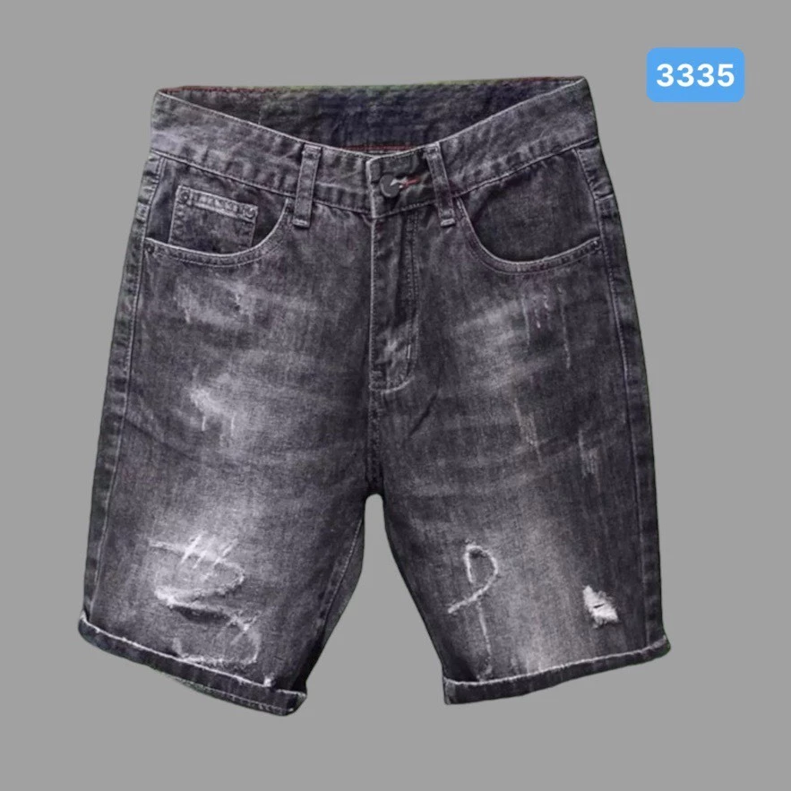 Quần Short Ngố Nam Màu Xám Đen Xướt OBOKFASHION, Quần Bò Nam Lửng SJN3335