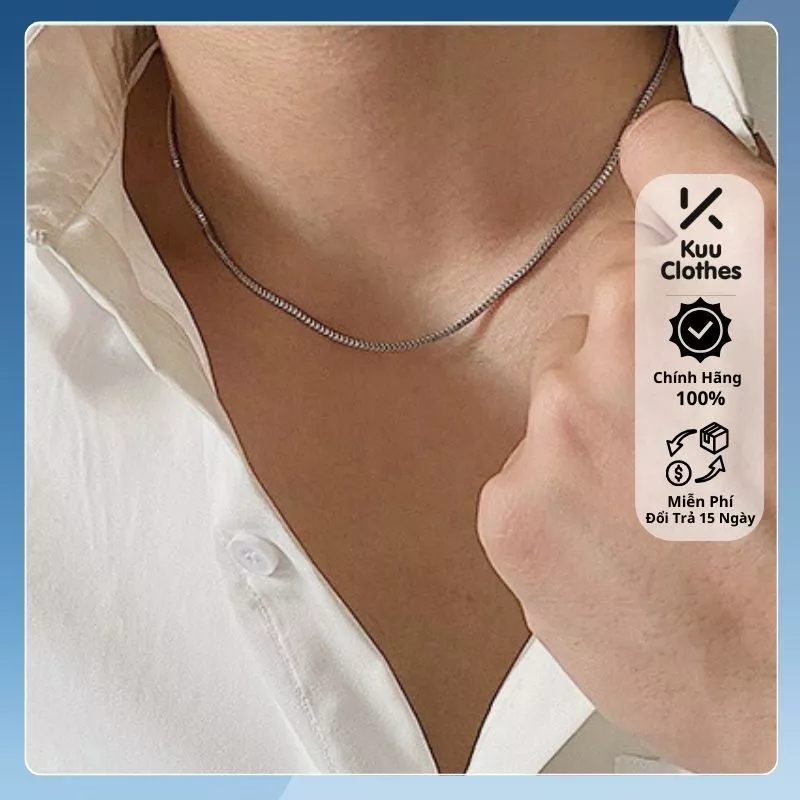 Dây chuyền vòng cổ Basic Trơn Cho Nam Nữ Kuu Clothes Màu Bạc Unisex Đơn Giản Ngầu Đẹp Chất Liệu Titan Không Gỉ