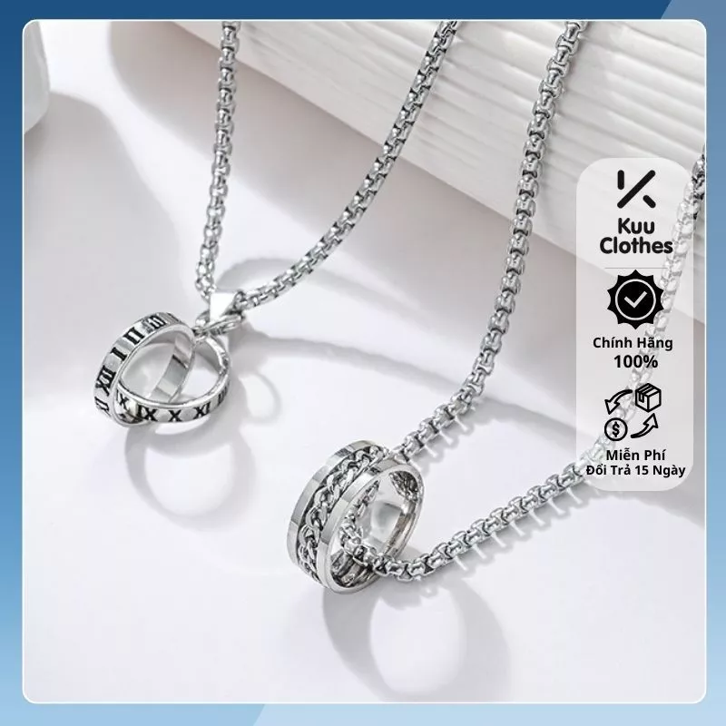 Vòng cổ nam nữ unisex dây chuyền bạc nhẫn Kuu Clothes màu bạc Titan đẹp phụ kiện thời trang hàn quốc - TIN