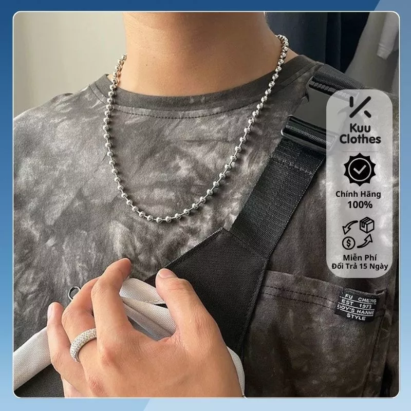 Vòng cổ nam vòng cổ bi chuỗi tròn nam nữ BallChain KuuClothes nhiều size cá tính titan không gỉ - Vòng cổ bi BallChain