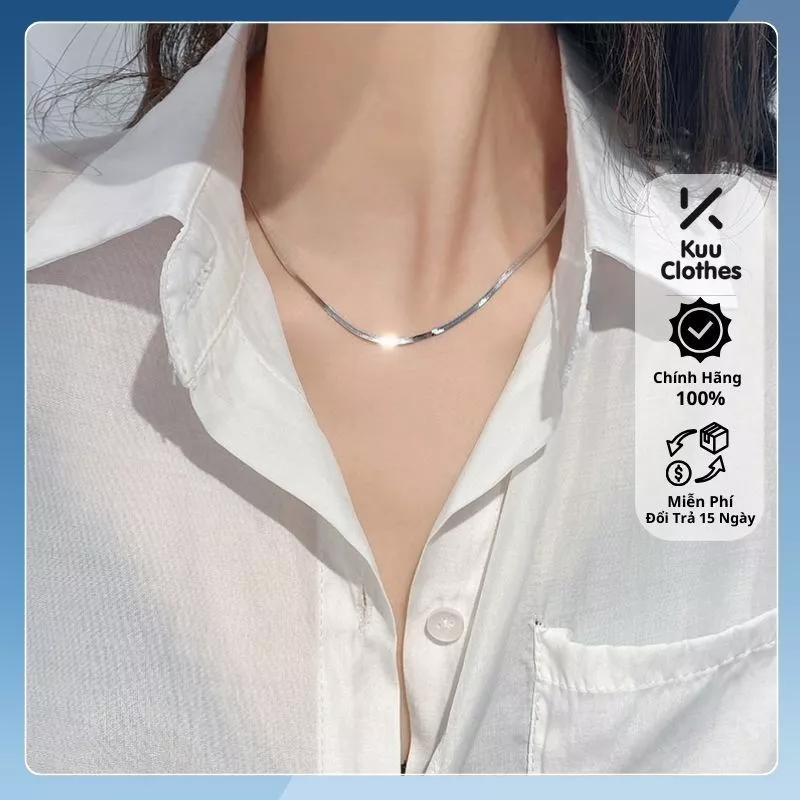 Vòng cổ nam nữ bản dẹt Clash Kuu Clothes màu bạc dây chuyền titan không gỉ basic dễ phối đồ  (Lỗi 1 Đổi 1)