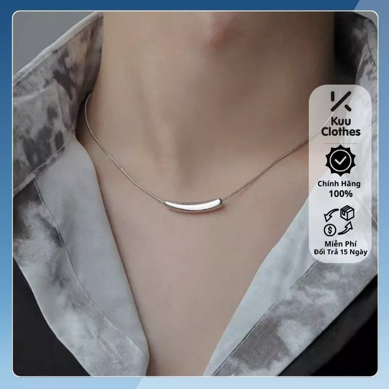Vòng cổ nam dây chuyền unisex sợi mảnh họa tiết basic Kuu Clothes phong cách nhẹ nhàng chất liệu titan - Vòng cổ Vix