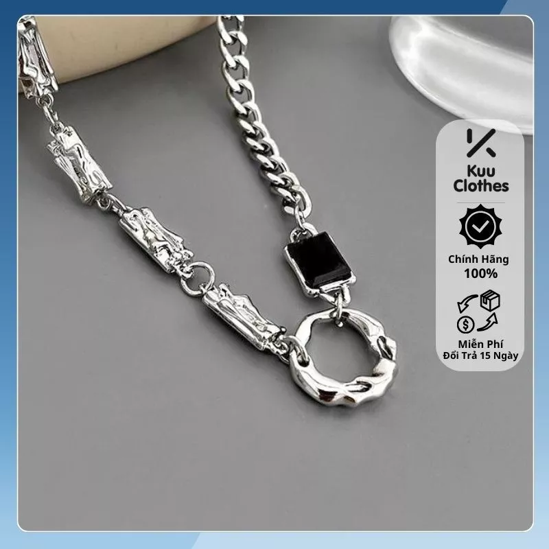 Dây chuyền nam vòng cổ nam nữ unisex mặt nhẫn thời trang cá tính Kuu Clothes màu bạc dễ phối đồ - Vòng cổ Jiaer