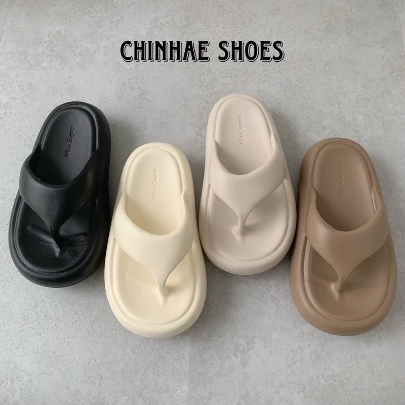 Dép lê kẹp ngón xỏ ngón Miss super bánh mì xốp Eva siêu nhẹ siêu êm tăng chiều cao 4cm phong cách năng động nữ D009