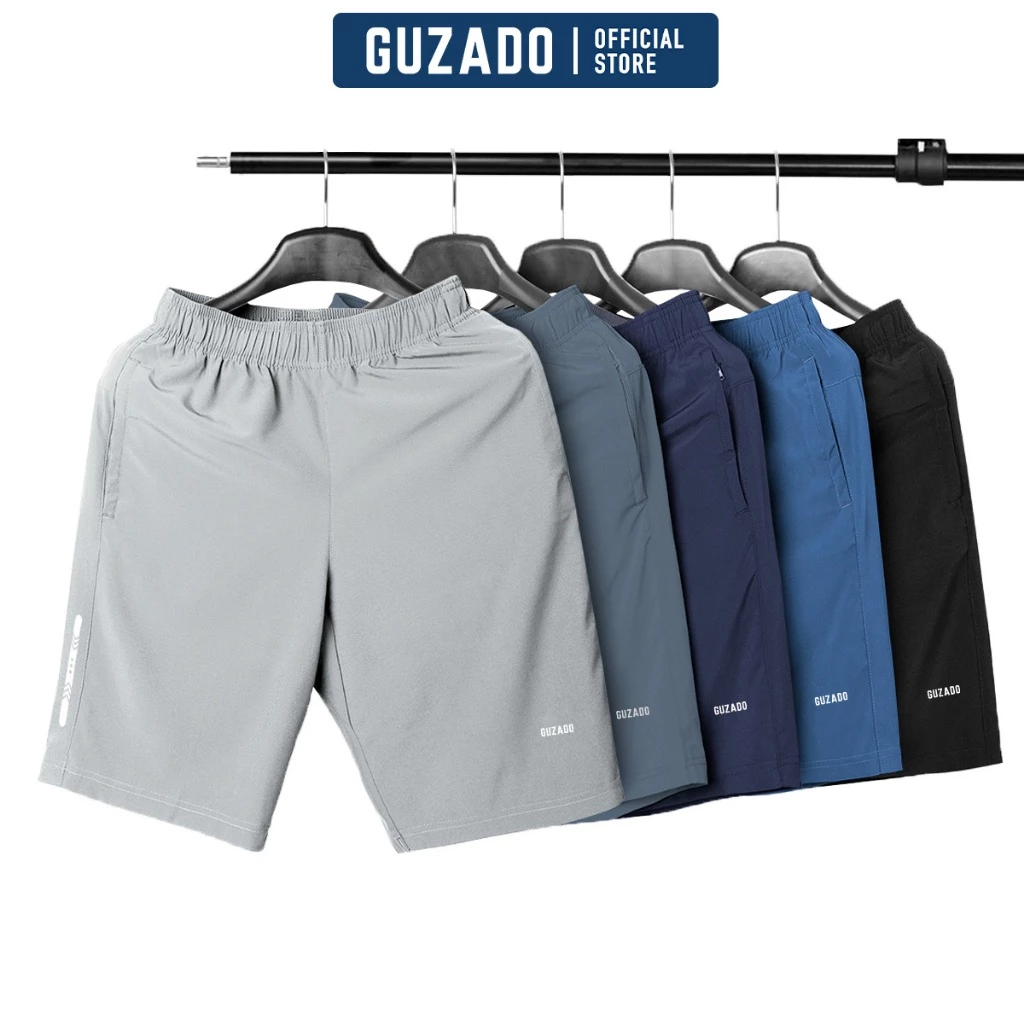 Combo 2 quần đùi nam thể thao Guzado Cạp Chun,Vải Gió Thoáng Mát Vận Động Thoải Mái CB2GSR01