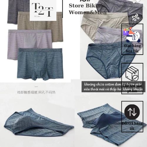 ￼[che tên ] Quần lót Boxer nam vải thun lạnh Cao Cấp tự nhiên kháng khuẩn ,khử mùi, thông hơi, co giãn tốt