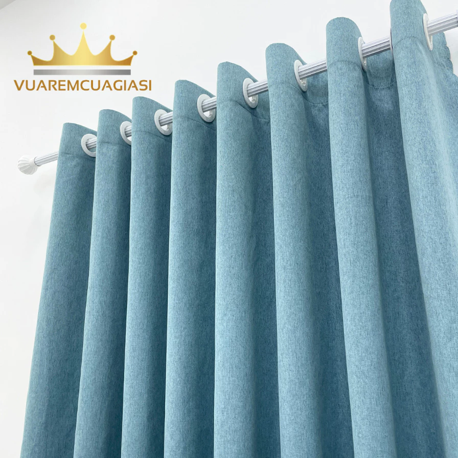 Rèm cửa chính màu Xanh Dương Vải Cao Su Chống nắng 100%, Cách nhiệt, Chống tia UV, Chống nước