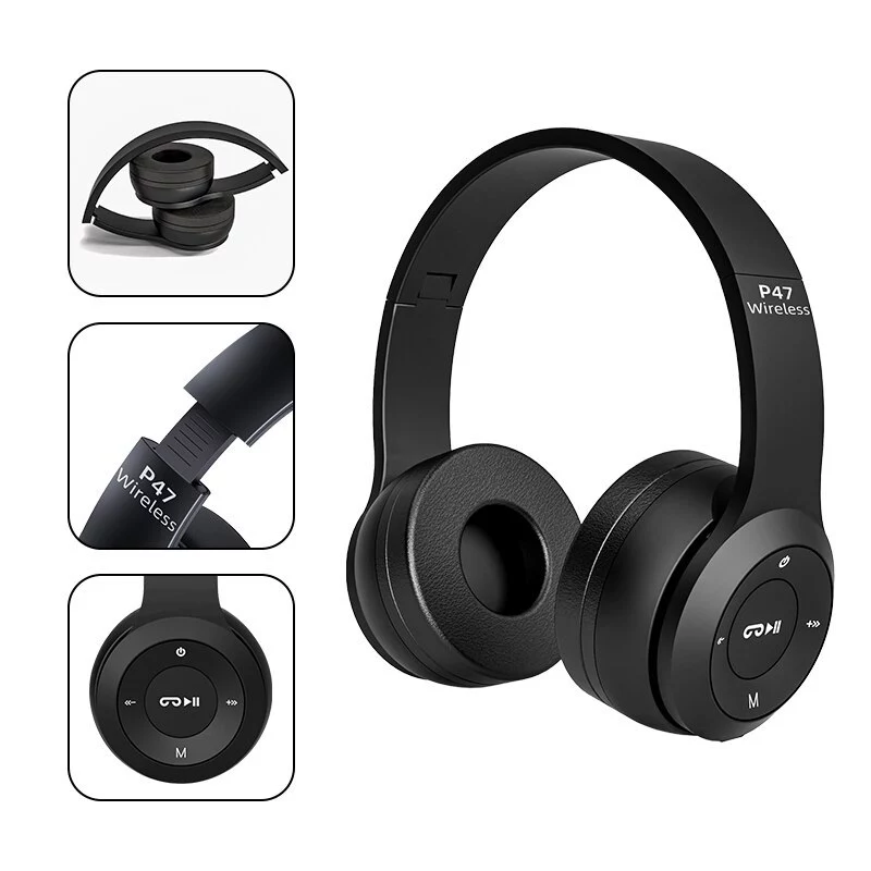 Tai nghe bluetooth chụp tai mini P47 có mic thu âm bass to, Headphone có có gắn thẻ nhớ kết nối ổn định