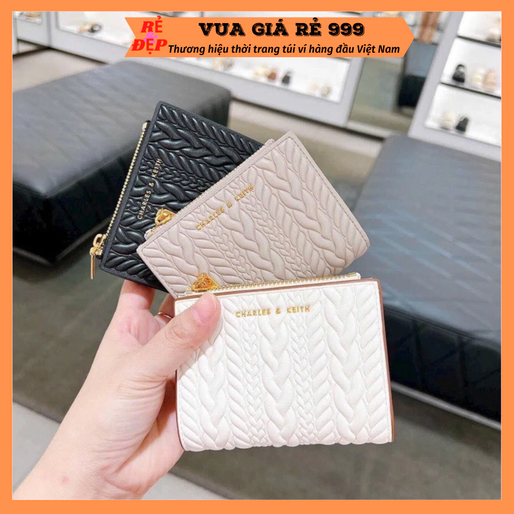 Ví nữ vân nổi dáng ngắn mini cầm tay thời trang nhiều ngăn đựng tiền đựng thẻ full box #10681108