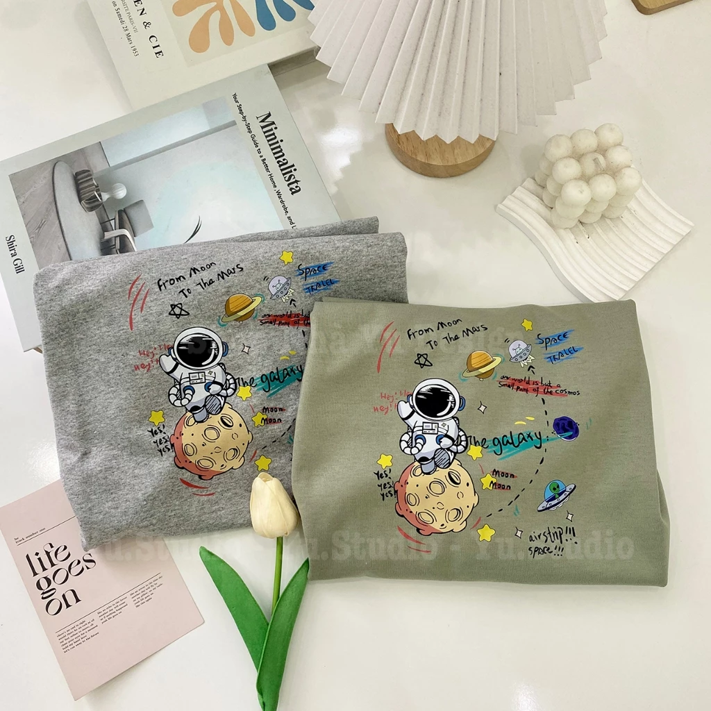 Áo thun 3158 YUSTUDIO form rộng chất cotton khô mẫu Phi Hành Gia