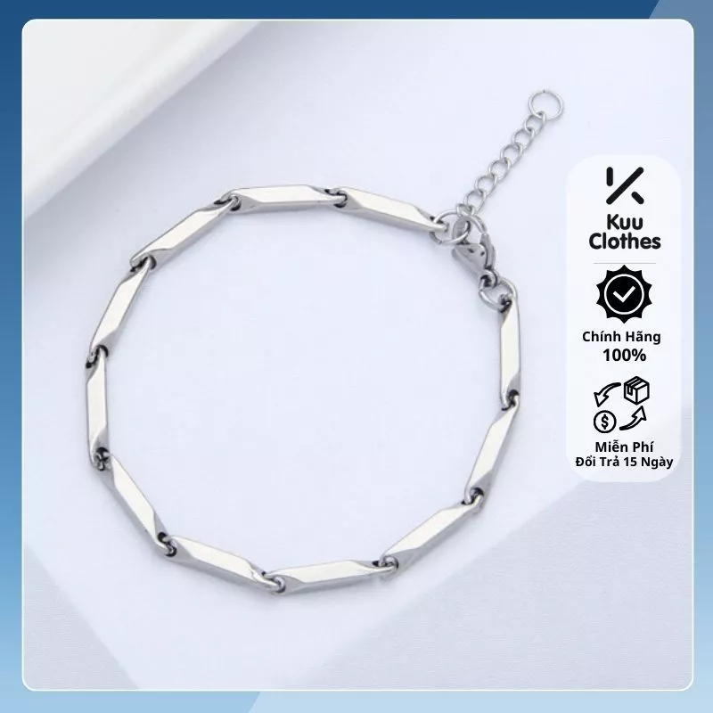 Vòng Tay Nam Lắc Tay Unisex Thời Trang Vòng Tay Nam Nữ Basic Kuu Clothes Màu Bạc Đen Titan - Vòng Tay Xích Trơn