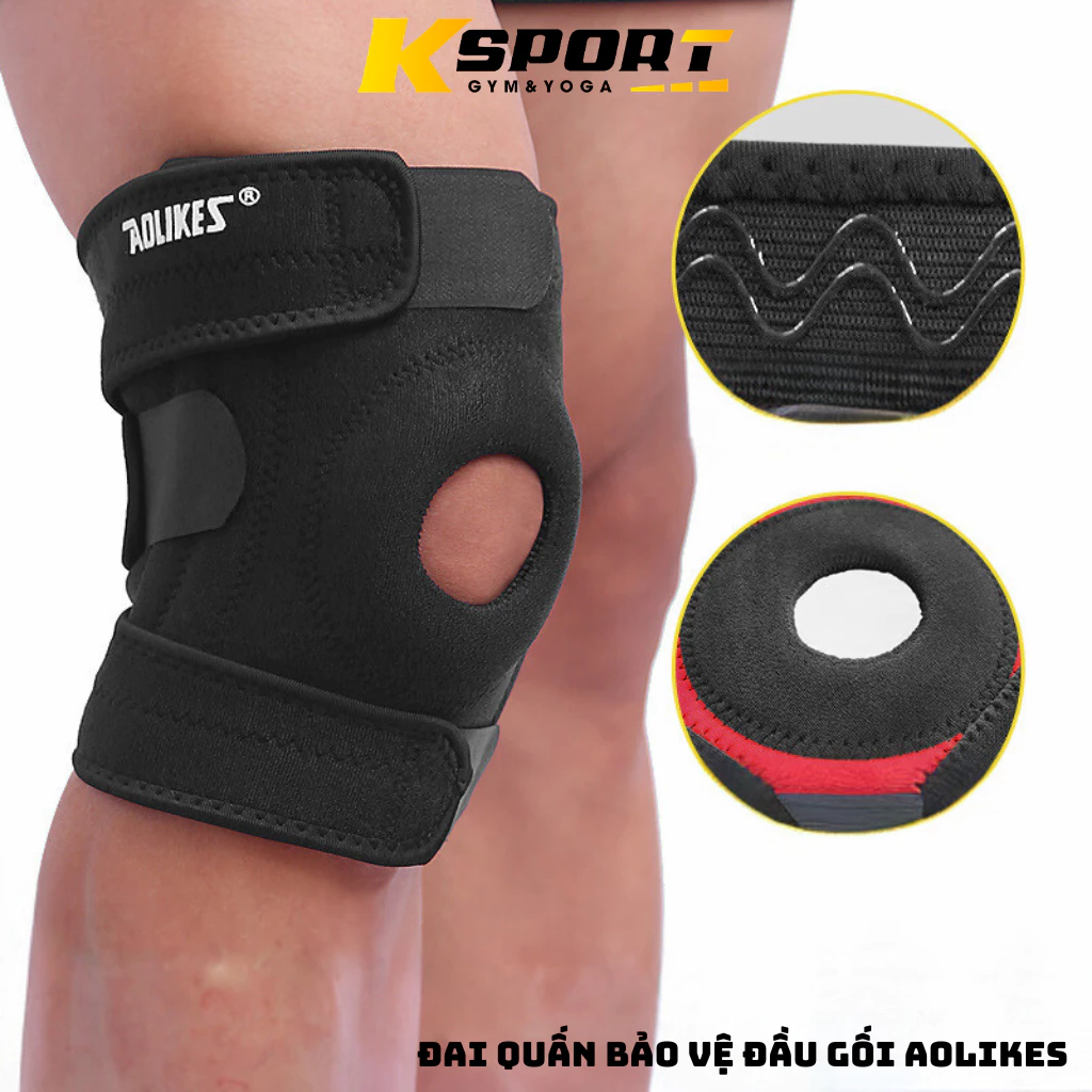 Băng Bảo Vệ Đầu Gối, Đai Quấn Đầu Gối Silicon Chơi Thể Thao Đá Bóng, Cầu Lộng, Gym...Aolikes 7618