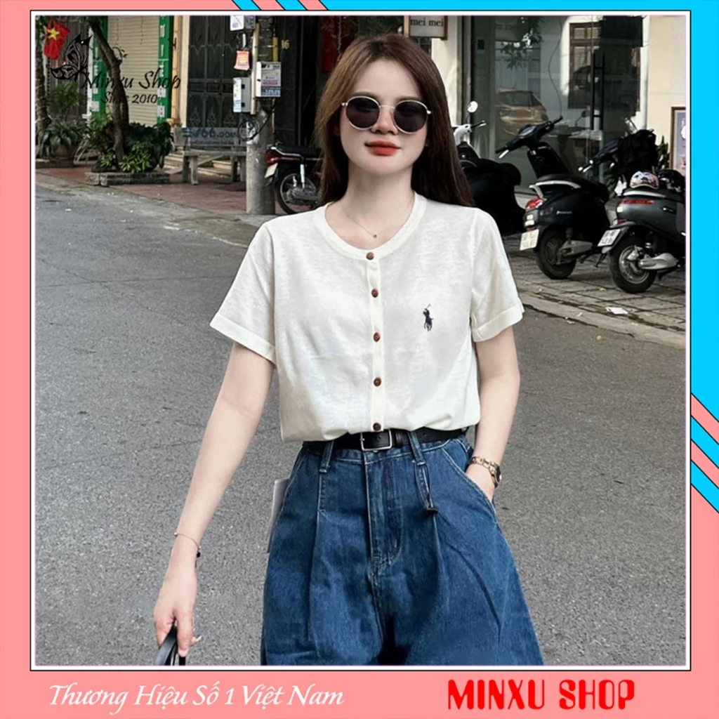 Áo Len Cargigan Ngắn Tay Thêu Ngựa Phong Cách Trẻ Trung Hàng QC Minxu Shop PZ55