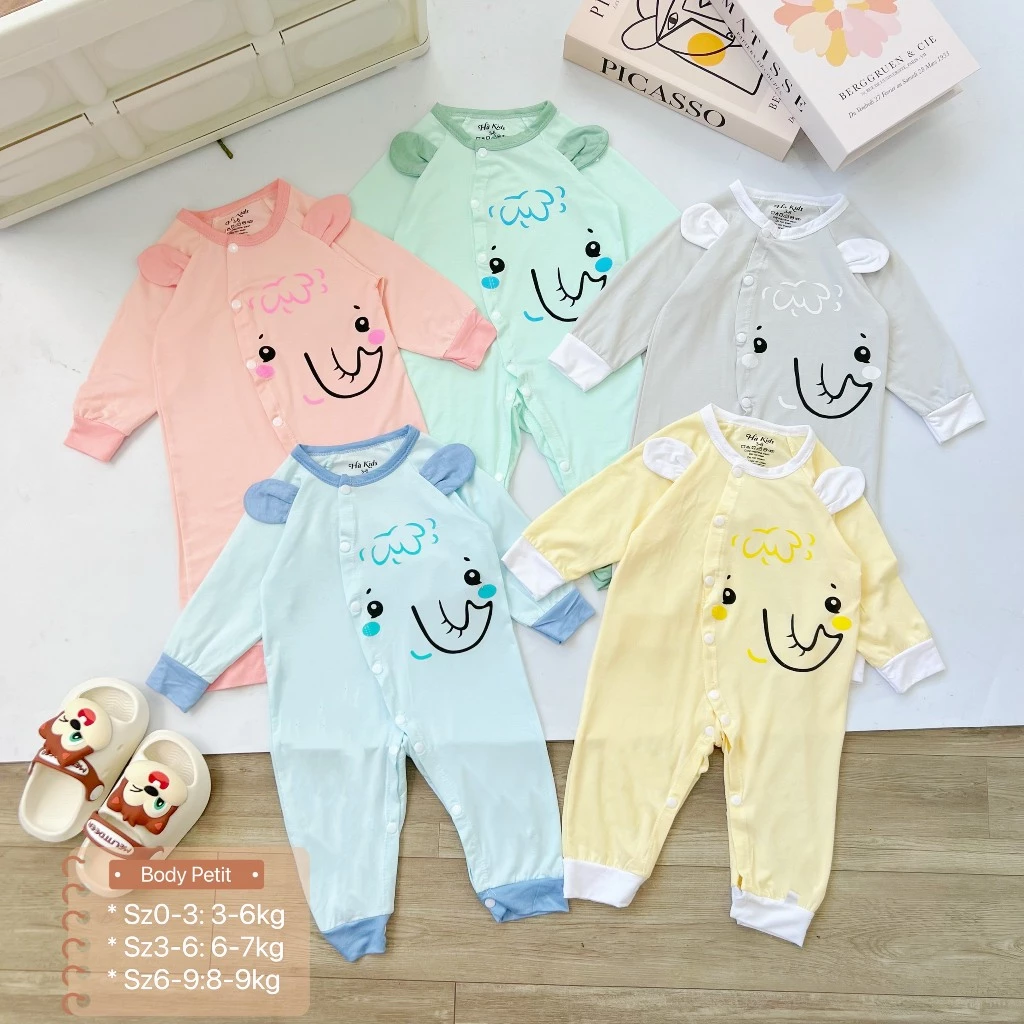 (MS 218)Body dài tay chất liệu peptit voi xinh cho bé yêu
