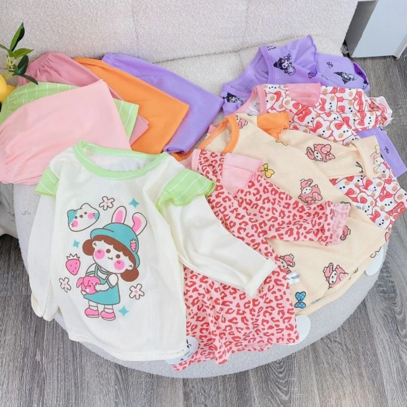 SALE S Ố C (6-16kg) Bộ thun tăm cho bé mềm mịn, cao cấp Đồ dài bé trai bé gái