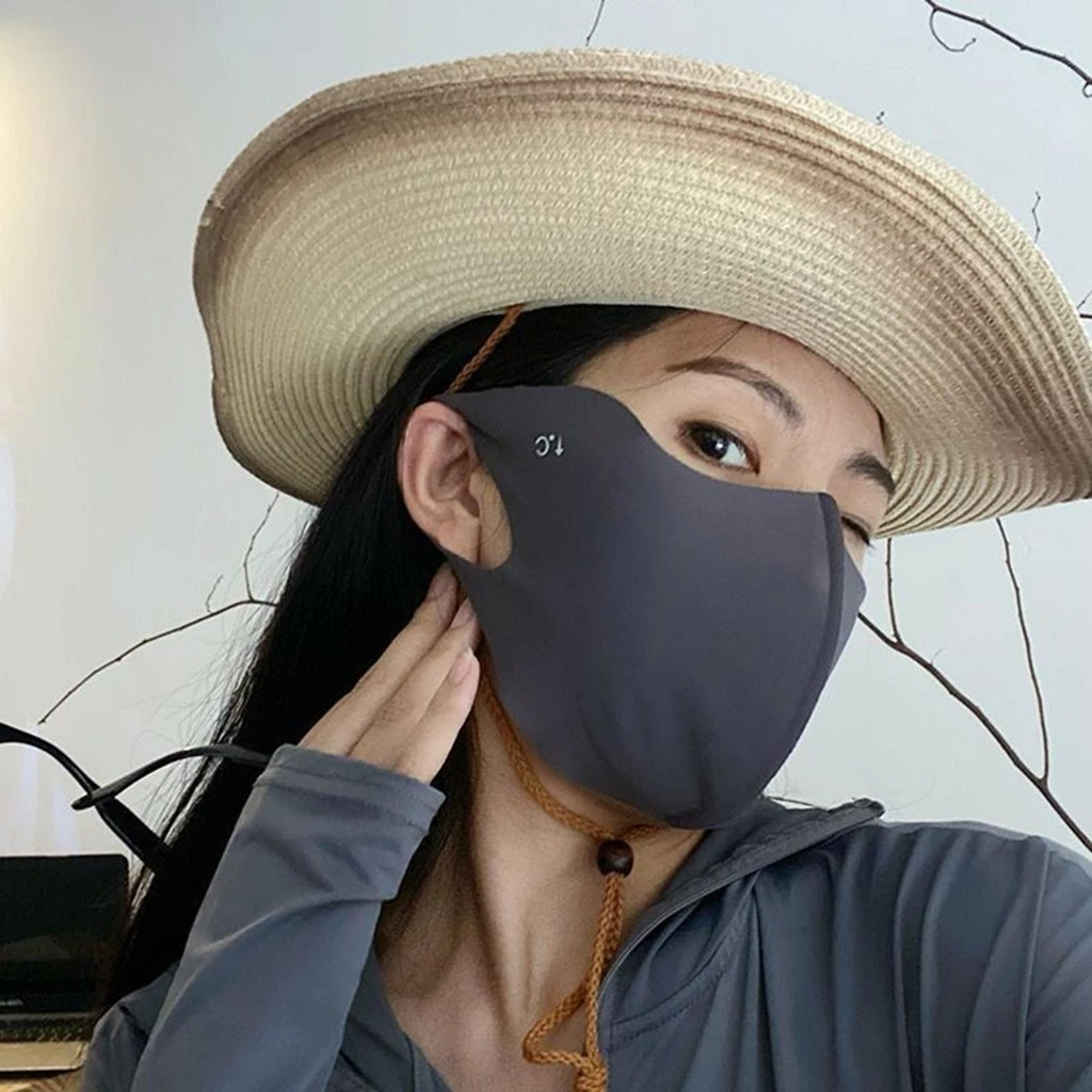 Khẩu trang chống tia cực tím UPF 50 + Mặt nạ chống nắng chống tia cực tím thoáng khí làm bằng lụa băng mịn