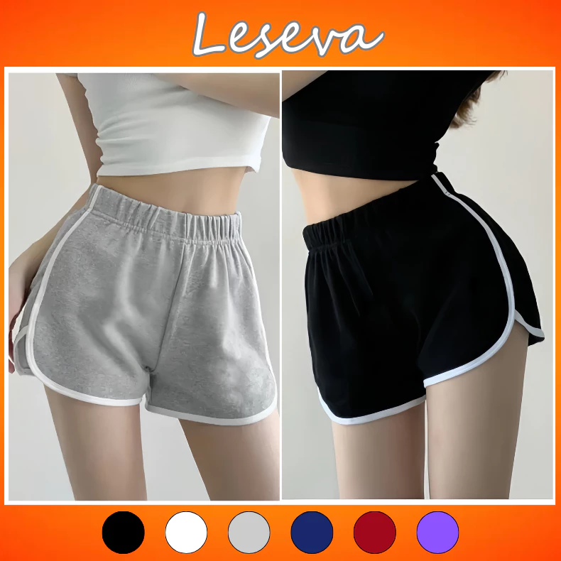 Quần đùi nữ thể thao quần short phối viền co dãn 4 chiều Q05 -  Leseva