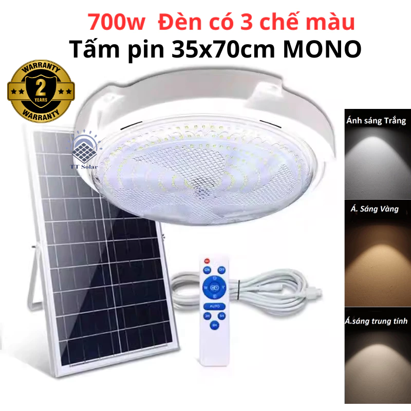 Đèn năng lượng mặt trời ốp trần,  trong nhà 500w, KÈM ĐIỀU KHIỂN TỪ XA, TẤM PIN SIÊU TO Y HÌNH