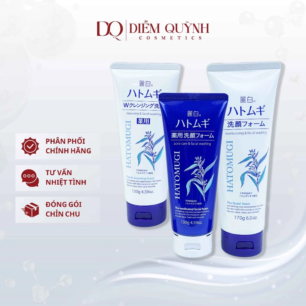 Sửa rửa mặt ý dĩ Hatomugi Nhật Bản 130g, 170g Sạch Nhờn, Ngừa Mụn & Dưỡng Trắng